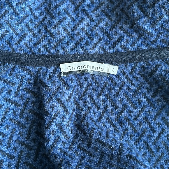 Chiaramente blue and black patterned jacket cardigan wool blend  size L - Picture 7 of 8